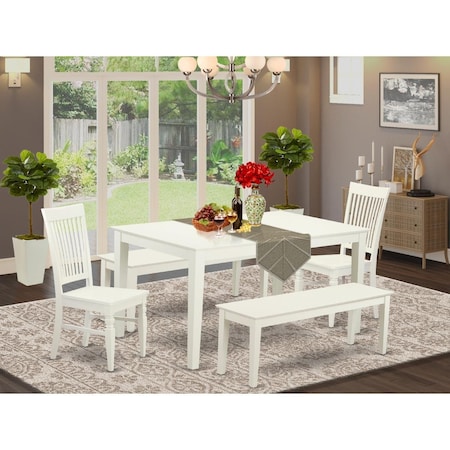 East West Furniture 5 Piece Capri Dining Room Set - Linen White CAWE5C-LWH-W